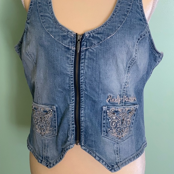 Harley Davidson Denim halter top size L - Picture 2 of 4